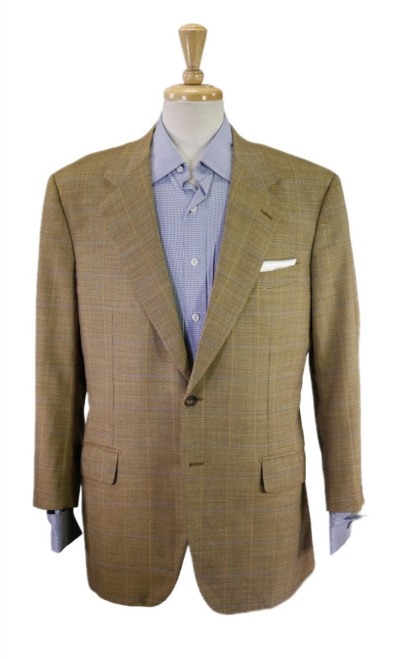 Isaia for Giorgio's Palm Beach Gold Windowpane Super 120's Wool 2-Btn Blazer 42S